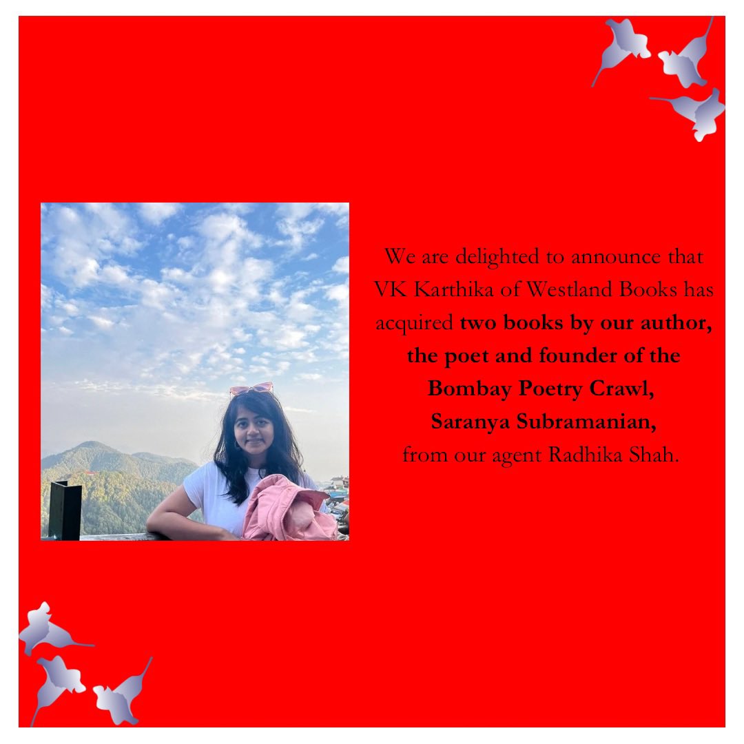 Jacaranda Literary Agency (@jacarandalit) on Twitter photo Acquisition news 🚨
<a href="/Saranyalol/">Saranya Subramanian</a> <a href="/WestlandBooks/">Westland Books</a> <a href="/karthikavk/">Karthika V.K.</a> <a href="/RadhikaShah97/">radhika</a> <a href="/jayapriya88/">jayapriya vasudevan</a>
#jacarandapropaganda Acquisition news 🚨
<a href="/Saranyalol/">Saranya Subramanian</a> <a href="/WestlandBooks/">Westland Books</a> <a href="/karthikavk/">Karthika V.K.</a> <a href="/RadhikaShah97/">radhika</a> <a href="/jayapriya88/">jayapriya vasudevan</a>
#jacarandapropaganda