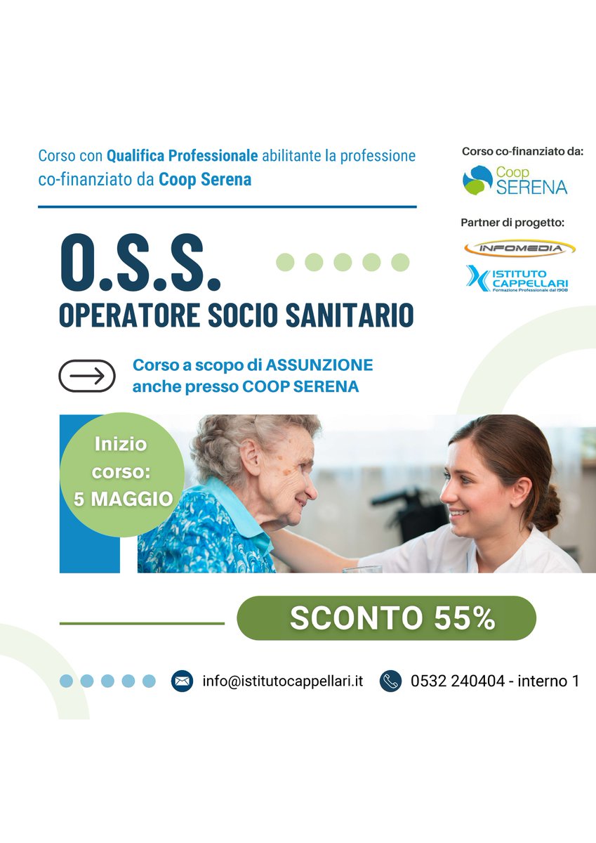 Al via il corso di Operatore Socio Sanitario #OSS, numero dei posti limitato. Tutte le info per questo corso con qualifica professionale nella locandina e nel primo commento.
.
#CoopSerena