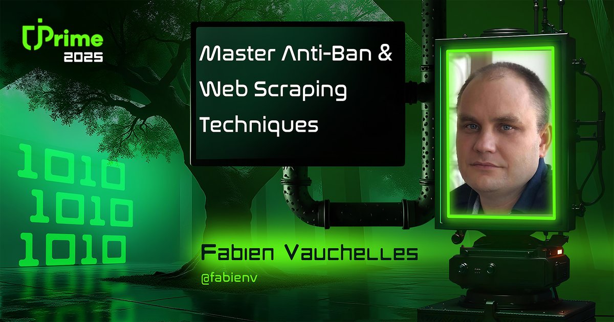 JPrime Conference (@jprimeconf) on Twitter photo Join Fabien Vauchelles (<a href="/fabienv/">Fabien Vauchelles</a>) for an incredible workshop to unlock the full potential of Anti-Ban & Web Scraping!
ποΈ 14-15 May, 2025
π Sofia, Bulgaria π§π¬
π« Grab your pass: jprime.io/tickets Join Fabien Vauchelles (<a href="/fabienv/">Fabien Vauchelles</a>) for an incredible workshop to unlock the full potential of Anti-Ban & Web Scraping!
ποΈ 14-15 May, 2025
π Sofia, Bulgaria π§π¬
π« Grab your pass: jprime.io/tickets