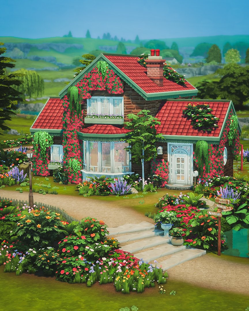 Red Spring Cottage 🌷 

Speedbuild: youtu.be/zyGBRl-2NdU?si… 
Gallery ID: simmerindi 

#TheSims #ShowUsYourBuilds