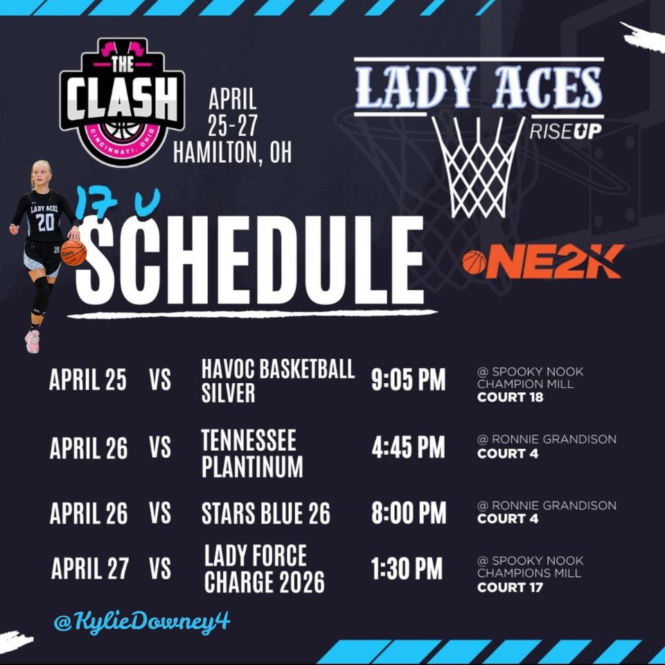 Kylie Downey (@kyliedowney4) on Twitter photo Come check us out this weekend at The Clash <a href="/LadyAcesAau/">Lady Aces/Rise Up AAU</a> <a href="/BUKnightsWBB/">Bellarmine Women's Basketball</a> <a href="/riseupsports1/">Rise Up Sports Media</a> <a href="/LadyTopperHoops/">WKU Womenโs Basketball</a> <a href="/RacersWBB/">Murray State Women's Basketball</a> <a href="/IUSWBB/">IUS Women's Basketball</a> <a href="/SpaldingWBB/">SU Womenโs Basketball</a> <a href="/BresciaWBB/">Brescia Women's Basketball</a> <a href="/Ucwbb/">UC Women's Basketball</a> <a href="/NKUNorseWBB/">NKU Women's Basketball ๐</a> <a href="/EKUWBB/">EKU Women's Basketball</a> <a href="/KentuckyWBB/">Kentucky Womenโs Basketball</a> <a href="/UofLWBB_/">Louisville WBB</a> Come check us out this weekend at The Clash <a href="/LadyAcesAau/">Lady Aces/Rise Up AAU</a> <a href="/BUKnightsWBB/">Bellarmine Women's Basketball</a> <a href="/riseupsports1/">Rise Up Sports Media</a> <a href="/LadyTopperHoops/">WKU Womenโs Basketball</a> <a href="/RacersWBB/">Murray State Women's Basketball</a> <a href="/IUSWBB/">IUS Women's Basketball</a> <a href="/SpaldingWBB/">SU Womenโs Basketball</a> <a href="/BresciaWBB/">Brescia Women's Basketball</a> <a href="/Ucwbb/">UC Women's Basketball</a> <a href="/NKUNorseWBB/">NKU Women's Basketball ๐</a> <a href="/EKUWBB/">EKU Women's Basketball</a> <a href="/KentuckyWBB/">Kentucky Womenโs Basketball</a> <a href="/UofLWBB_/">Louisville WBB</a>