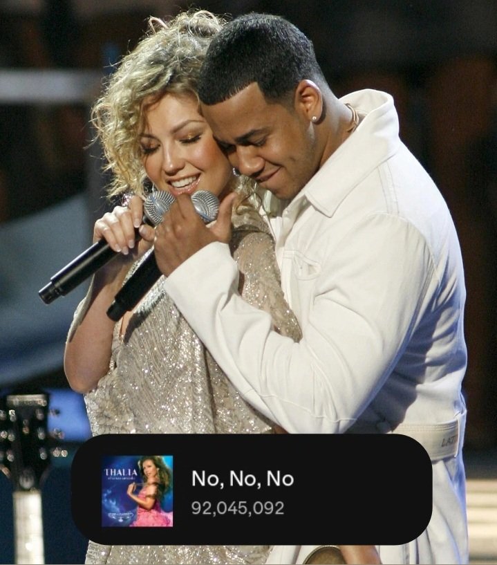 La canción NO NO NO de <a href="/thalia/">Thalia</a> y <a href="/RomeoSantosPage/">Romeo Santos</a> ya supera los 92.000.000 de streams en Spotify 

open.spotify.com/track/1qjpqPks…