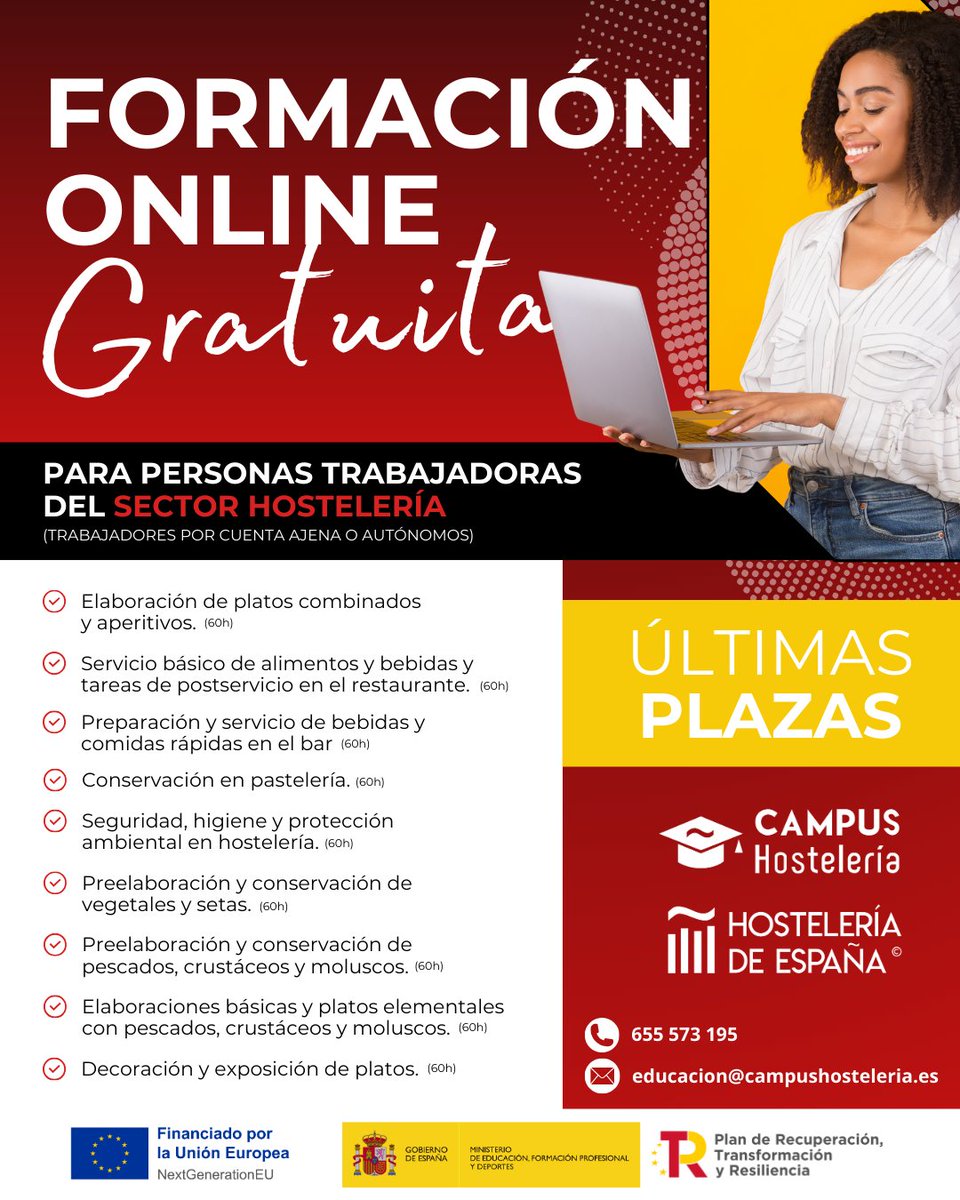 CampusCEHE's tweet image. 📢 ¡Atención hosteleros! 🍽️

¿Quieres mejorar tus habilidades? ¡Ahora puedes hacerlo sin coste!

🎓 Cursos online 100% gratuitos
🚀 Abre nuevas puertas

📲 655 573 195
📧 educacion@campushosteleria.es

#formacionhosteleria #cursosgratis #empleohosteleria #capacitacion