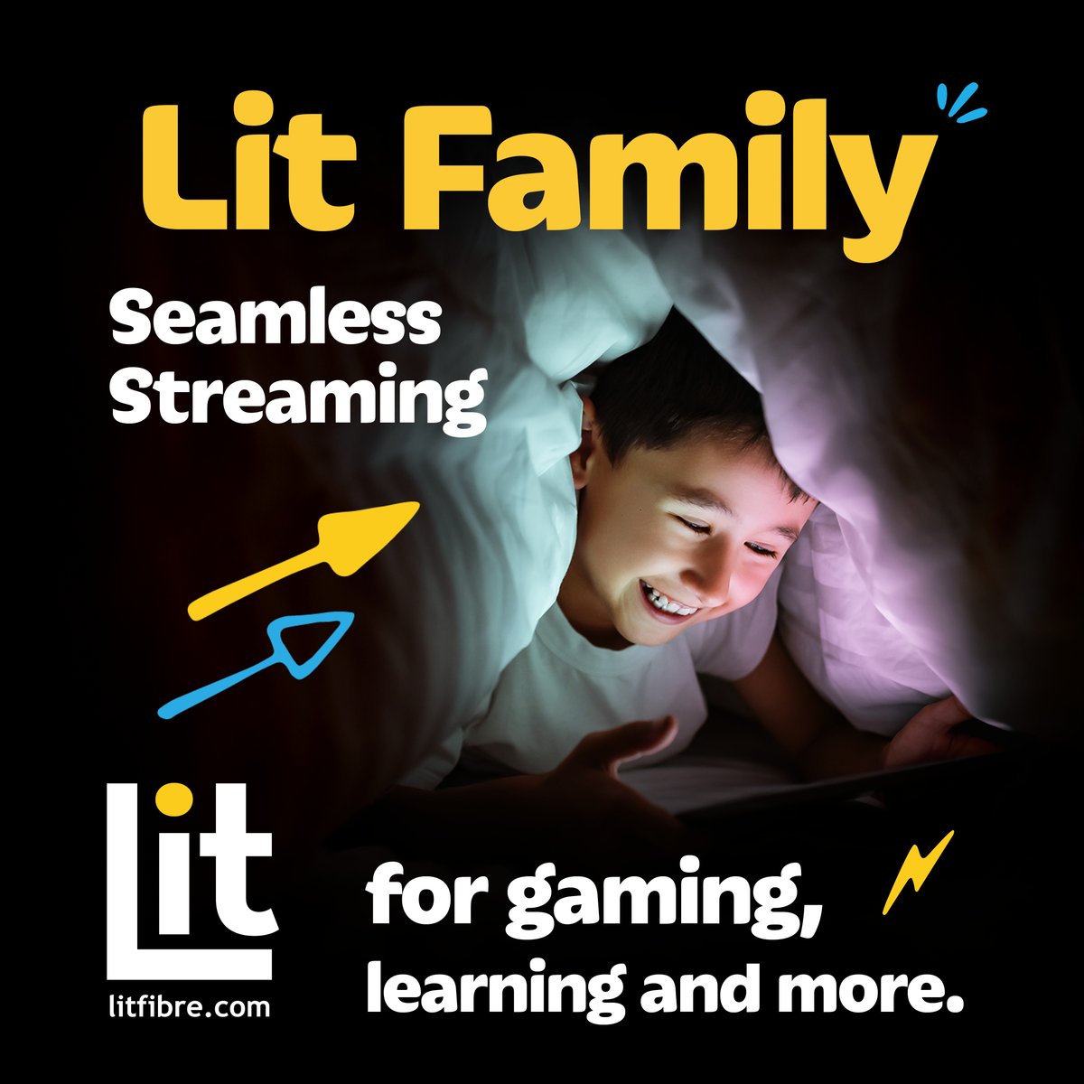 The ultimate family connection 🌟 With 500Mbps speeds, parental controls, and Lit Secure Plus, #LitFamily package ensures everyone is connected without the buffering. Whether it's work, school, or play, we’ve got you covered. Get the family-friendly internet you deserve.