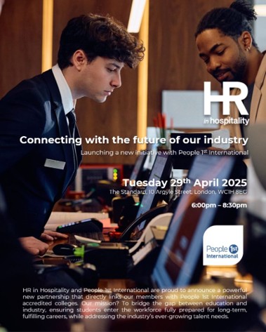 Don't miss the chance to be part of the new partnership between People 1st International and HR in Hospitality. Join us on April 29 at The Standard Hotel to learn how you can connect with accredited colleges and help shape the future workforce.

Book now: ow.ly/VZqM50VAYi3