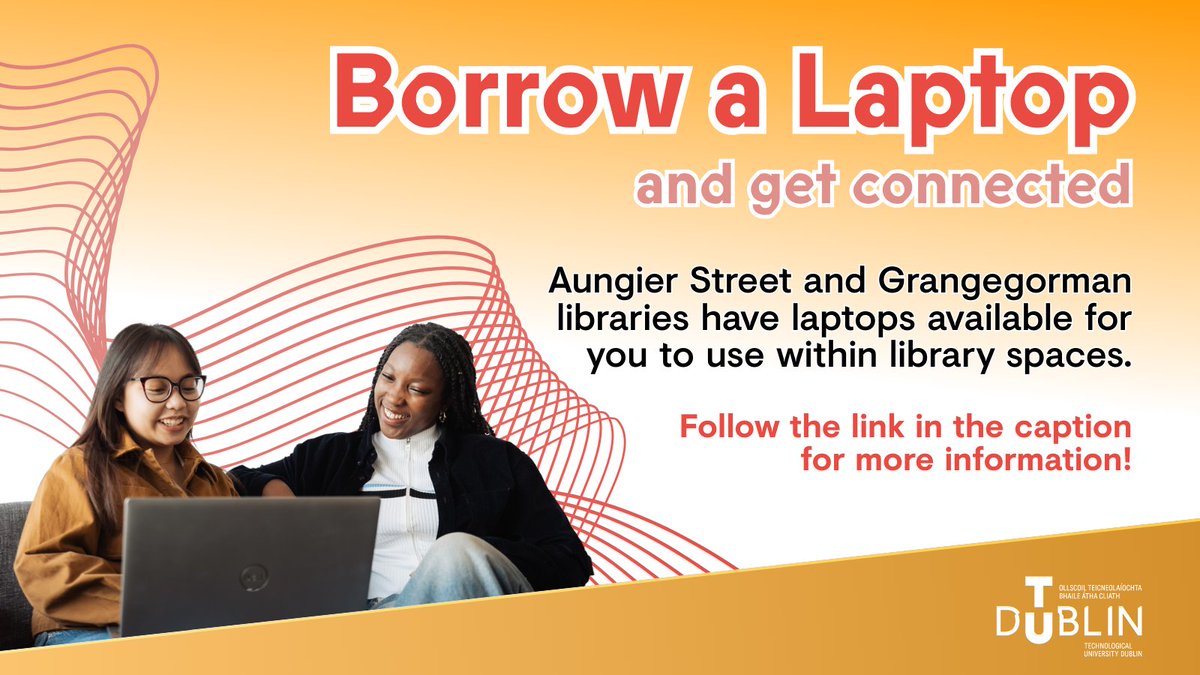 Did you know you can borrow a laptop from the Aungier Street and Park House libraries? 💻 
Short-term loan laptops can be used within library spaces for up to 3-hours. 📚🕗
Find out more on the library website here: 
tudublin.ie/library/using-…