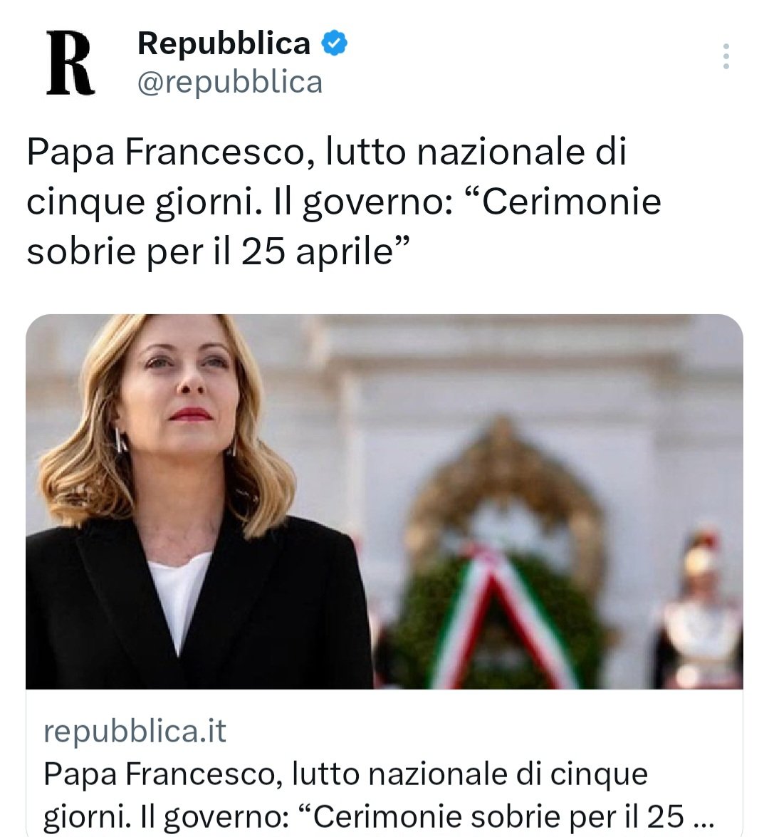 Giorgia Meloni ha coronato il sogno di una vita trovando il modo di indire il lutto nazionale per il 25 aprile.