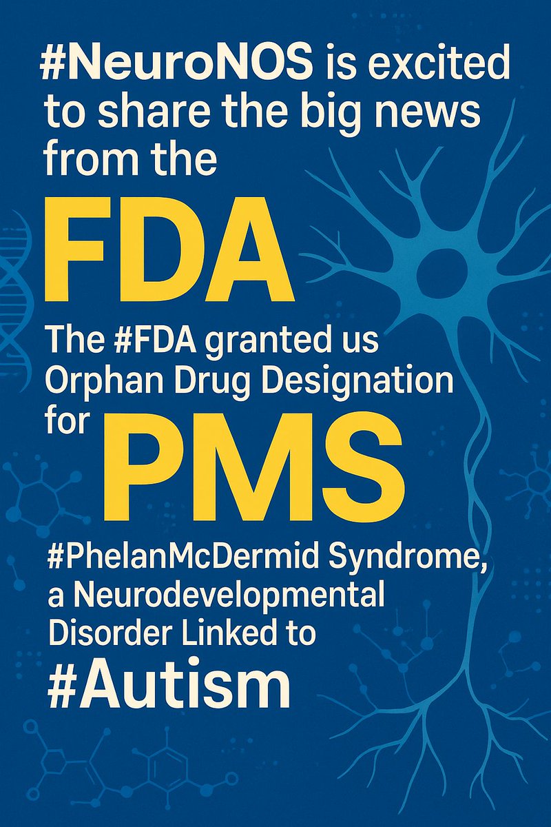 <a href="/Neuro_NOS/">NeuroNOS</a>  is excited to share the BIG news from the #FDA!  The #FDA granted us an Orphan Drug Designation for #PhelanMcDermidSyndrome, a Neurodevelopmental Disorder Linked to #Autism #OrphanDrug #NitricOxide #PMS #RareDisease 
nasdaq.com/press-release/…
