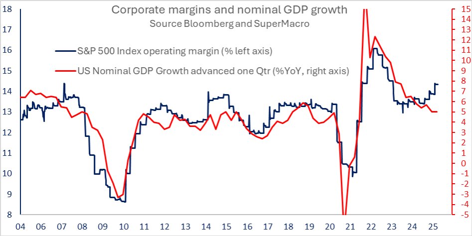 super-macro.com 

US corporates to face margin squeeze
US companies will face significant margin pressure this year. The S&amp;P 500 had a great run, but rising input prices and weaker consumer demand are likely to put downward pressure on margins.