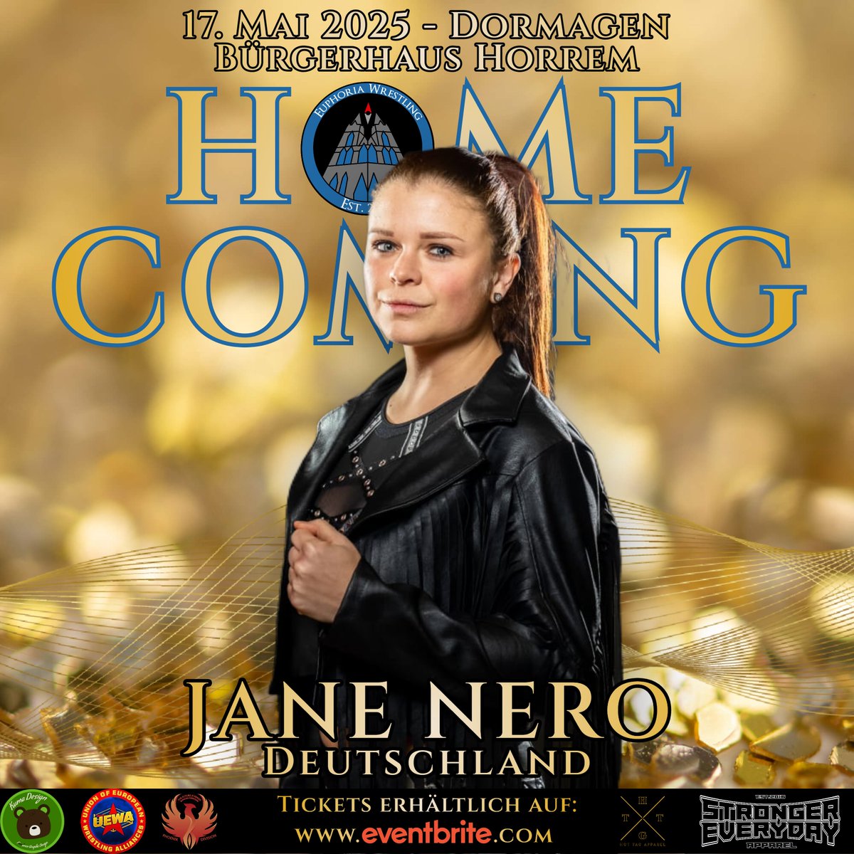 The East German wrecking ball is coming back to #Dormagen. After her defeat at New Grounds, #JaneNero wants to be victorious this time.

Tickets - Homecoming:
linktr.ee/euphoriawrestl…

#euphoriawrestling #wrestling #cologne #announcement #EWhomecoming #düsseldorf #tickets