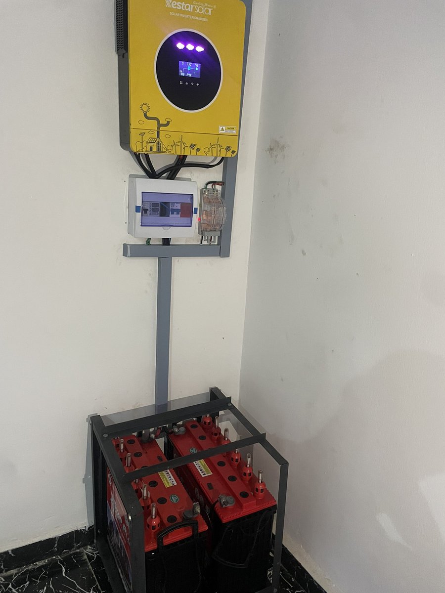 birhampower's tweet photo. 4kva inverter
Two tubular batteries
Four 450watt black solar panels

Let the sun pay your electricity bills..

Dm for affordable quote..

Pope || Aso rock || Solar || COAS || NARD || 5ive || Davido || Happy Easter || Klaus || Marcel || Islam || Jesus || Cunha https://t.co/BA88y8mO8M