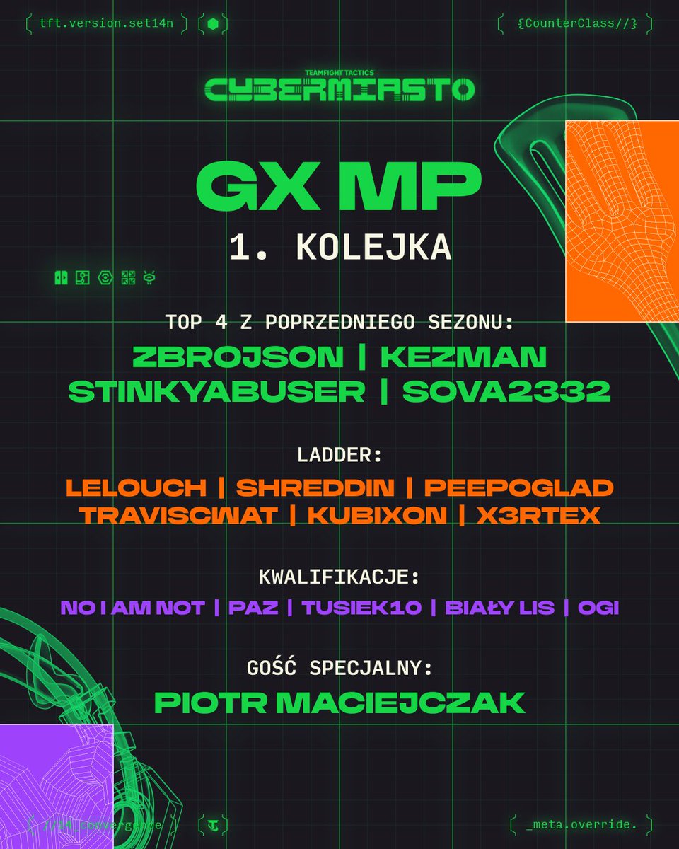 Teamfight Tactics - Polska (@tft_polska) on Twitter photo Już w czwartek zaczynamy pierwszą kolejkę <a href="/gx_tft/">GX TFT Mistrzostwa Polski</a> 🎲
<a href="/zbrojson/">Zbrojson</a> <a href="/Kezmaaan/">EVOS.Kezman</a> <a href="/TymRoyale/">stinkyabuser</a> <a href="/sova2332/">sova2332</a> <a href="/L2pLelouch/">Lelouch</a> <a href="/shreddin_/">EVOS.shreddin</a> <a href="/PeepoGladTFT/">Bartłomiej</a> <a href="/traviscwat/">traviscwat</a> <a href="/kubixon06/">EVOS.Kubixon</a> <a href="/X3rtextft/">X3rtex</a> <a href="/NolamnotTFT/">No l am not</a> <a href="/tusiek10_/">tusiek10</a> <a href="/BialyLis_/">Biały Lis</a> <a href="/og1ii/">OGiii</a> <a href="/PiotrMaciejczak/">Piotr Maciejczak (pustka nieznajomy era)</a> Już w czwartek zaczynamy pierwszą kolejkę <a href="/gx_tft/">GX TFT Mistrzostwa Polski</a> 🎲
<a href="/zbrojson/">Zbrojson</a> <a href="/Kezmaaan/">EVOS.Kezman</a> <a href="/TymRoyale/">stinkyabuser</a> <a href="/sova2332/">sova2332</a> <a href="/L2pLelouch/">Lelouch</a> <a href="/shreddin_/">EVOS.shreddin</a> <a href="/PeepoGladTFT/">Bartłomiej</a> <a href="/traviscwat/">traviscwat</a> <a href="/kubixon06/">EVOS.Kubixon</a> <a href="/X3rtextft/">X3rtex</a> <a href="/NolamnotTFT/">No l am not</a> <a href="/tusiek10_/">tusiek10</a> <a href="/BialyLis_/">Biały Lis</a> <a href="/og1ii/">OGiii</a> <a href="/PiotrMaciejczak/">Piotr Maciejczak (pustka nieznajomy era)</a>