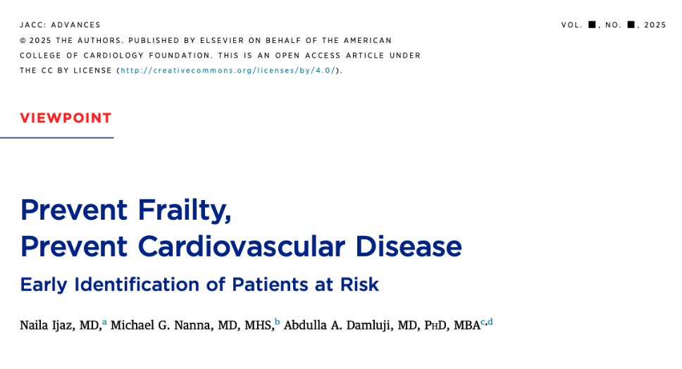 Abdulla A. Damluji, MD, PhD (@drdamluji) on Twitter photo Prevent Frailty, Prevent Cardiovascular Disease: Early Identification of Patients at Risk: <a href="/JACCJournals/">JACC Journals</a>
🥸 Sorry for away (in transition) and without a desk!
😱 But here is work with <a href="/NailaIjaz_MD/">Naila Ijaz, MD</a> & <a href="/MichaelGNanna/">Michael Nanna</a> on prevention of frailty and CVD!
🥸 Summary
👇👇👇 Prevent Frailty, Prevent Cardiovascular Disease: Early Identification of Patients at Risk: <a href="/JACCJournals/">JACC Journals</a>
🥸 Sorry for away (in transition) and without a desk!
😱 But here is work with <a href="/NailaIjaz_MD/">Naila Ijaz, MD</a> & <a href="/MichaelGNanna/">Michael Nanna</a> on prevention of frailty and CVD!
🥸 Summary
👇👇👇