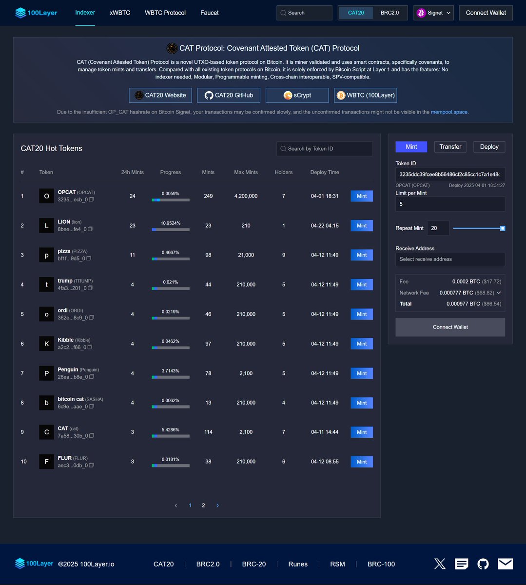 100Layer | WBTC/WFB/Stablecoin by OP_CAT | BIP-420 tweet media