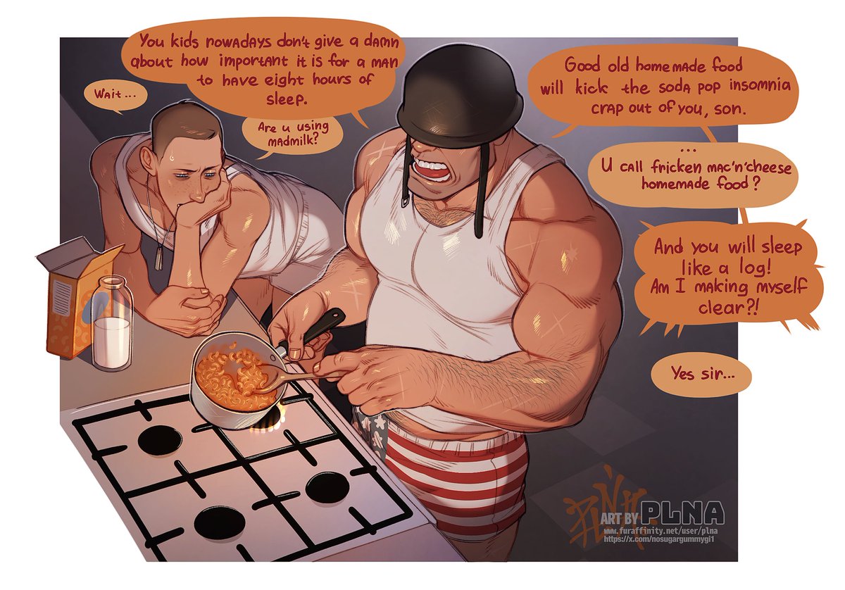 nosugargummygi1's tweet photo. he probably cooks it just because it looks like maggots 
homies got an insomnia 

#tf2 #tf2scout #tf2soldier #tf2fanart https://t.co/yPR8U6atmF