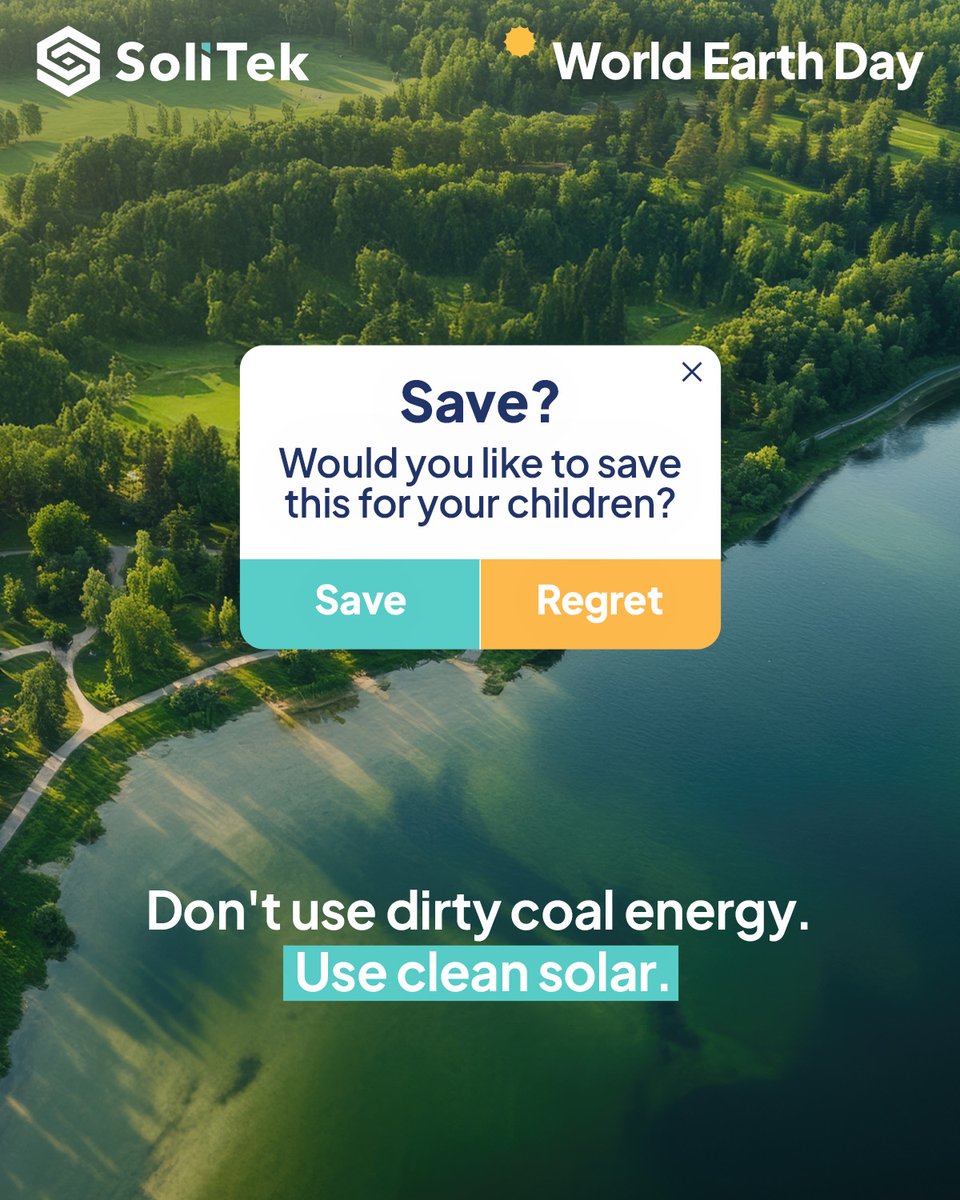 This #EarthDay, make the choice that truly matters. 🌍

By choosing sustainable solutions, you help cut CO₂ emissions, slow down #climatechange, and protect the forests we all depend on. 🌳

Every small step counts—and switching to #renewableenergy is one of them. 💡🍃

#SoliTek