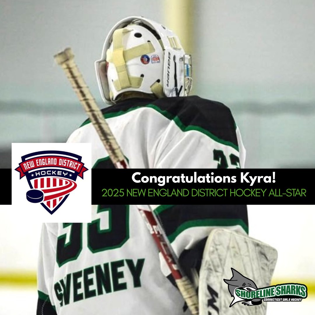 We're proud of Kyra Sweeney for being selected for the 2009 New England District Hockey All-Stars. 
#ctshorelinesharks #girlshockey #playerdevelopement