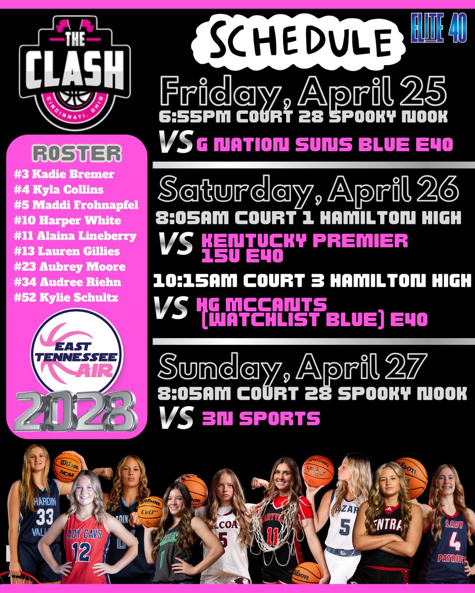East TN Air 2028 (Campos) (@eta2028) on Twitter photo Excited to play in The Clash <a href="/Ohio_Basketball/">OhioBasketball.com</a> <a href="/Elite40League/">Elite 40 League</a>
This team is loaded with talent! We hope to see you there! Excited to play in The Clash <a href="/Ohio_Basketball/">OhioBasketball.com</a> <a href="/Elite40League/">Elite 40 League</a>
This team is loaded with talent! We hope to see you there!