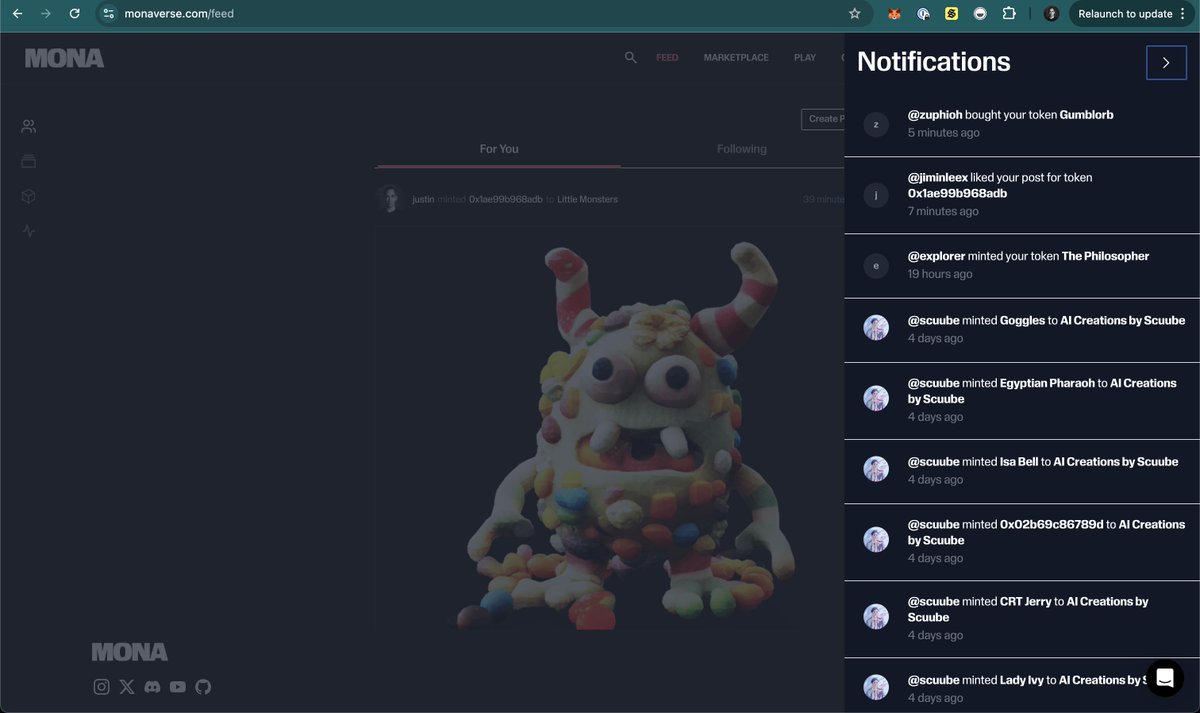 Have you seen the new Notifications feature over at <a href="/monaverse/">MONA</a>? 

I was notified immediately in our app and via email that my 3D monster was collected. 

Check it out for yourself!