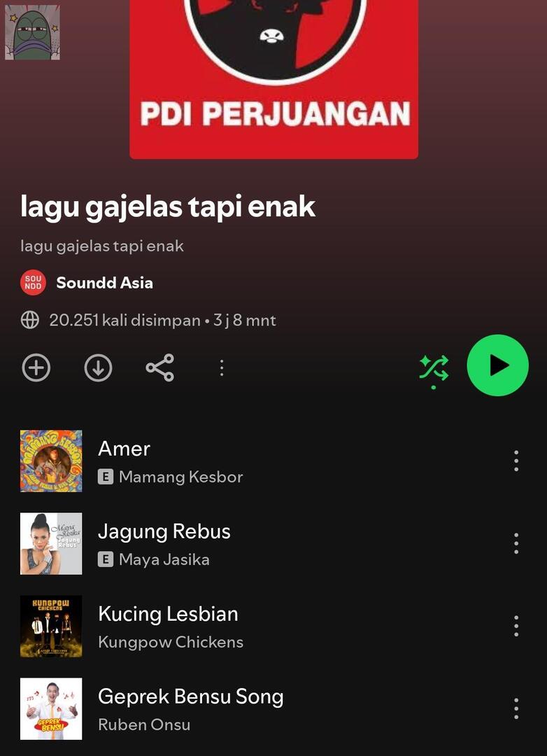 tanyarlfes's tweet image. 💚 nemu playlist yg beneran isi lagunya gajelas 😔😔😭