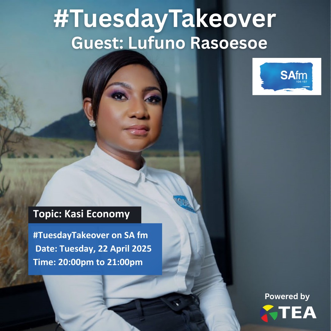 Catch Lufuno Rasoesoe, founder of  <a href="/ToshDetergents/">TOSH Detergents</a>, live on the #TuesdayTakeover with Bulelani Balabala on SAfm!

Get ready for real talk, fresh insights and powerful township business gems you don’t want to miss!

#JoinUsForTEA