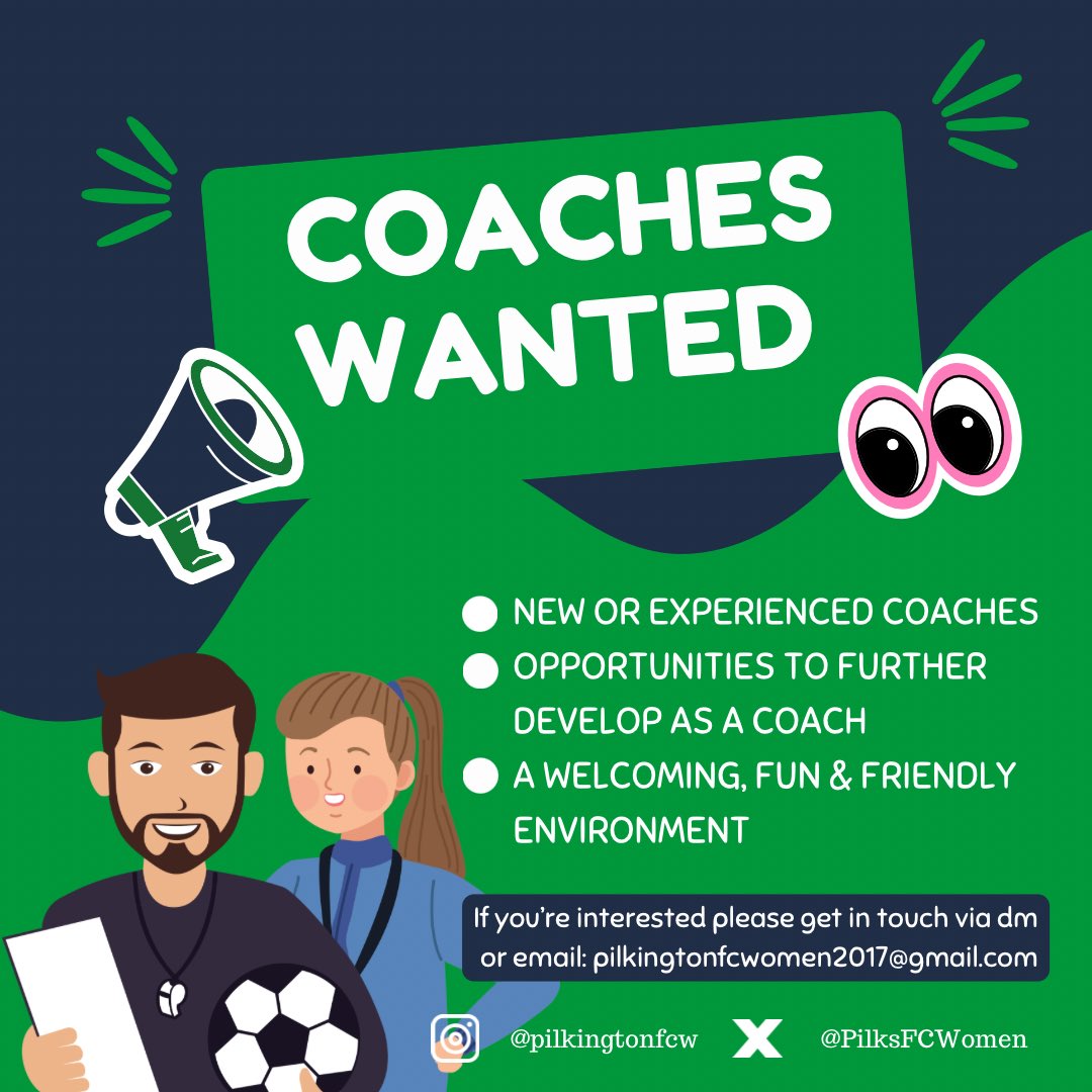 COACHES WE WANT YOU! 

Come work within our women’s section for the upcoming 25/26 season. We have two teams playing in the Liverpool Women’s &amp; Youth Football League. 

If you’re interested then please get in touch💚

#womensfootball #coaches #liverpool