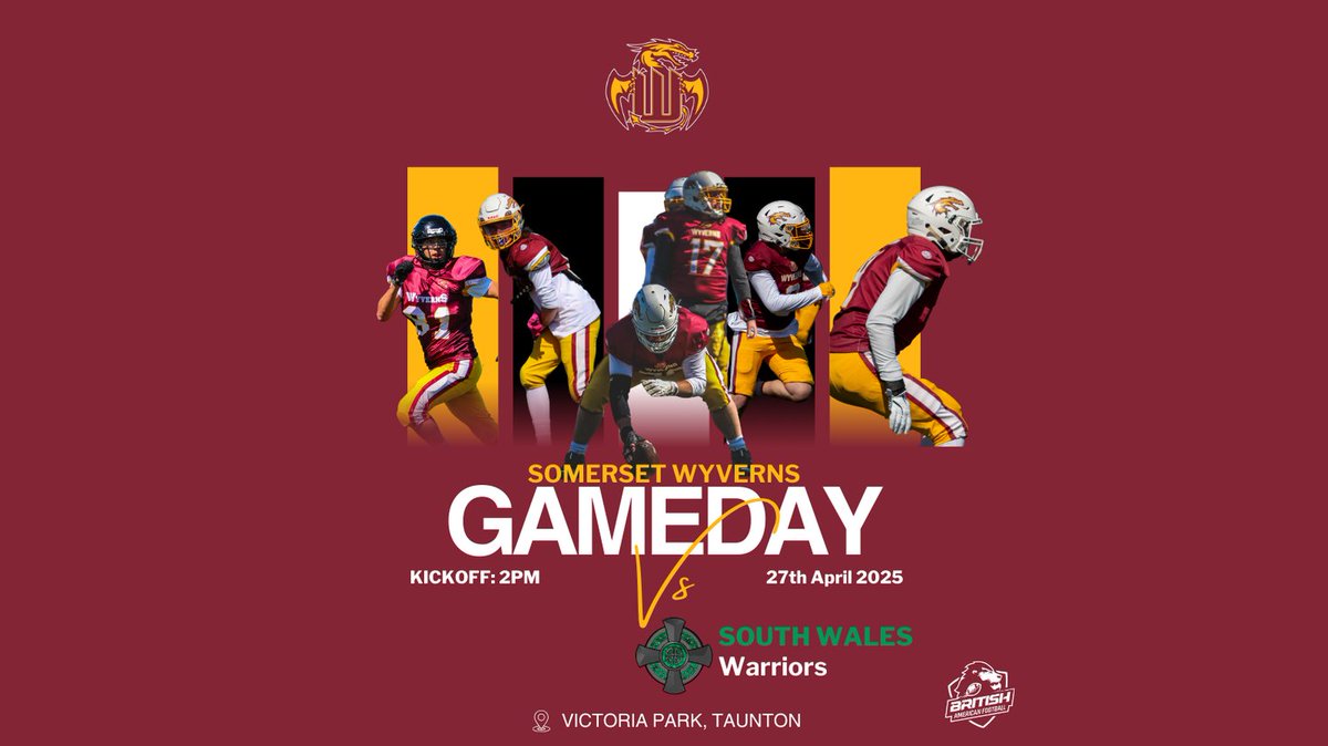 🏈 GAME WEEK – WE GO AGAIN! 🔥

This Sunday, the Wyverns host <a href="/swwarriors/">South Wales Warriors</a> at Victoria Park, Taunton!

After a tough start, we're locked in and ready to go again! 🐉

📅 Sunday 27th April
🕑 Kickoff 2PM
📍 Victoria Park, Taunton

#TakeFlight #BreatheFire