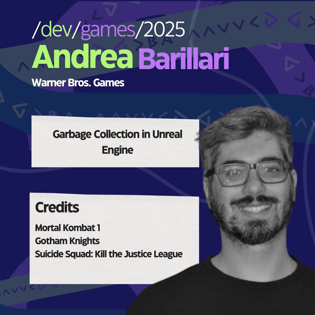 AndreaTux's tweet image. Back with Dev/Games/ speakers! Andrea Barillari, UI programmer at WB Games, will talk about Garbage Collection in Unreal Engine.
Tickets and Talks here: devgames.org/en/