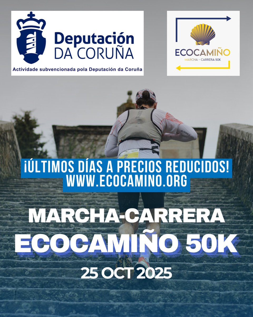 Aprovecha los últimos días a precio reducido!! El mes que viene suben los precios

Para apuntarte ➡️ecocamino.org

#carrera #ecocamiño #ecodeporte #deputaciondacoruña #50k #galicia #marchacarrera