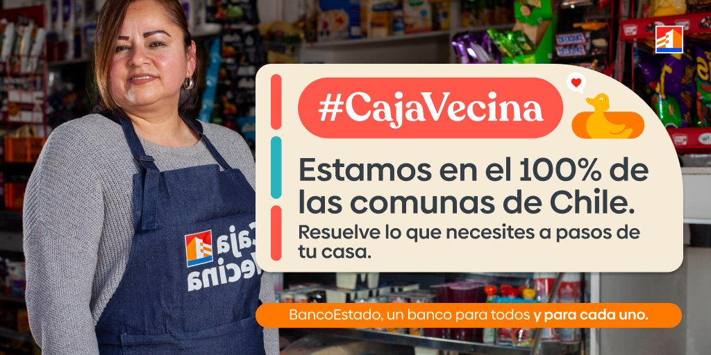 Con presencia en el 100% de las comunas de Chile, CajaVecina te acerca servicios financieros sin salir del barrio. Haz giros, depósitos, paga cuentas y más en tu almacén más cercano. Comenta de que comuna eres y te diremos donde tienes una CajaVecina. ¿Aceptas el desafío?