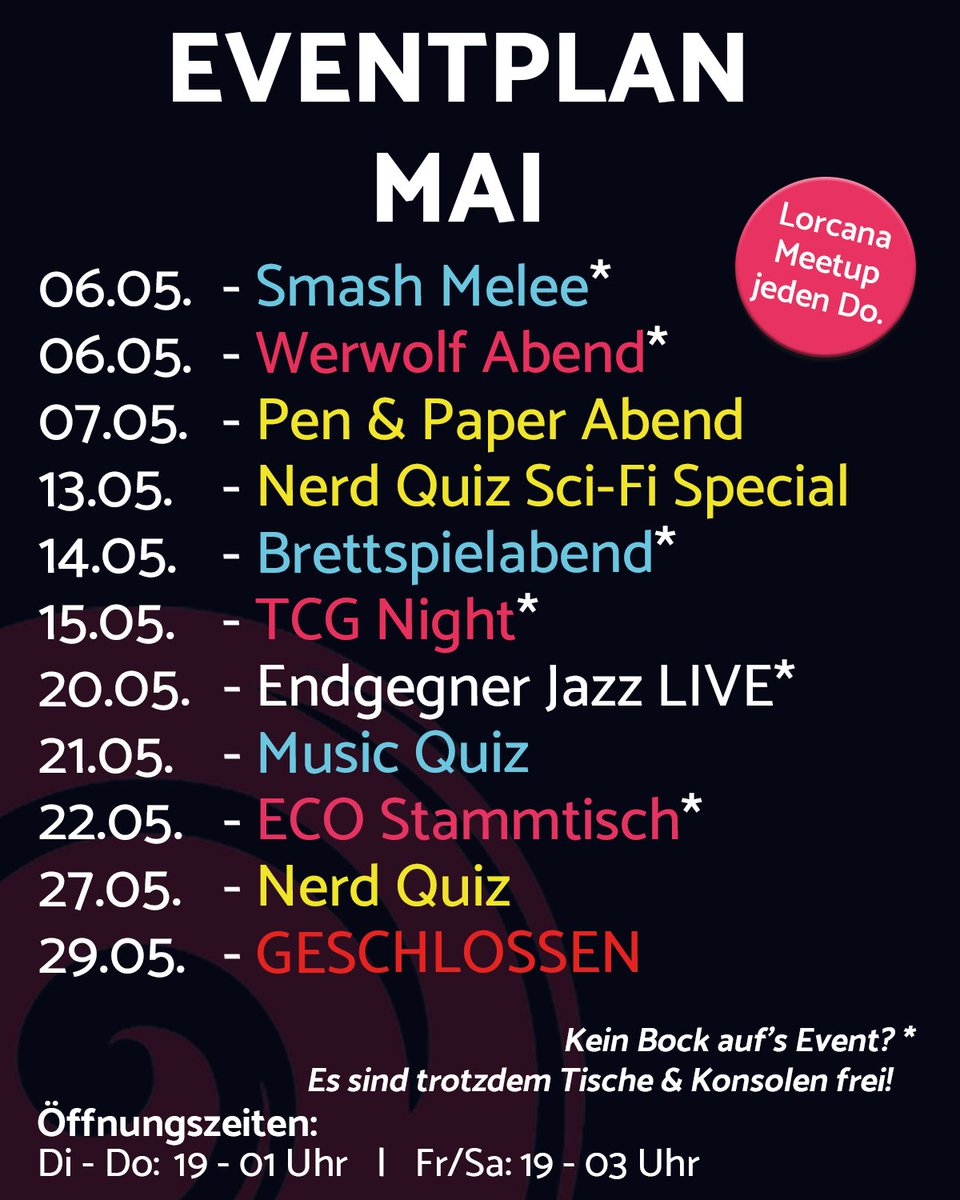 Möge die Macht mit euch und den Nerds sein, denn diesen Monat gibt es wieder ein Nerd Quiz Sci-Fi Special - natürlich beglücken euch auch unsere allseitsbeliebten Eventreihen.