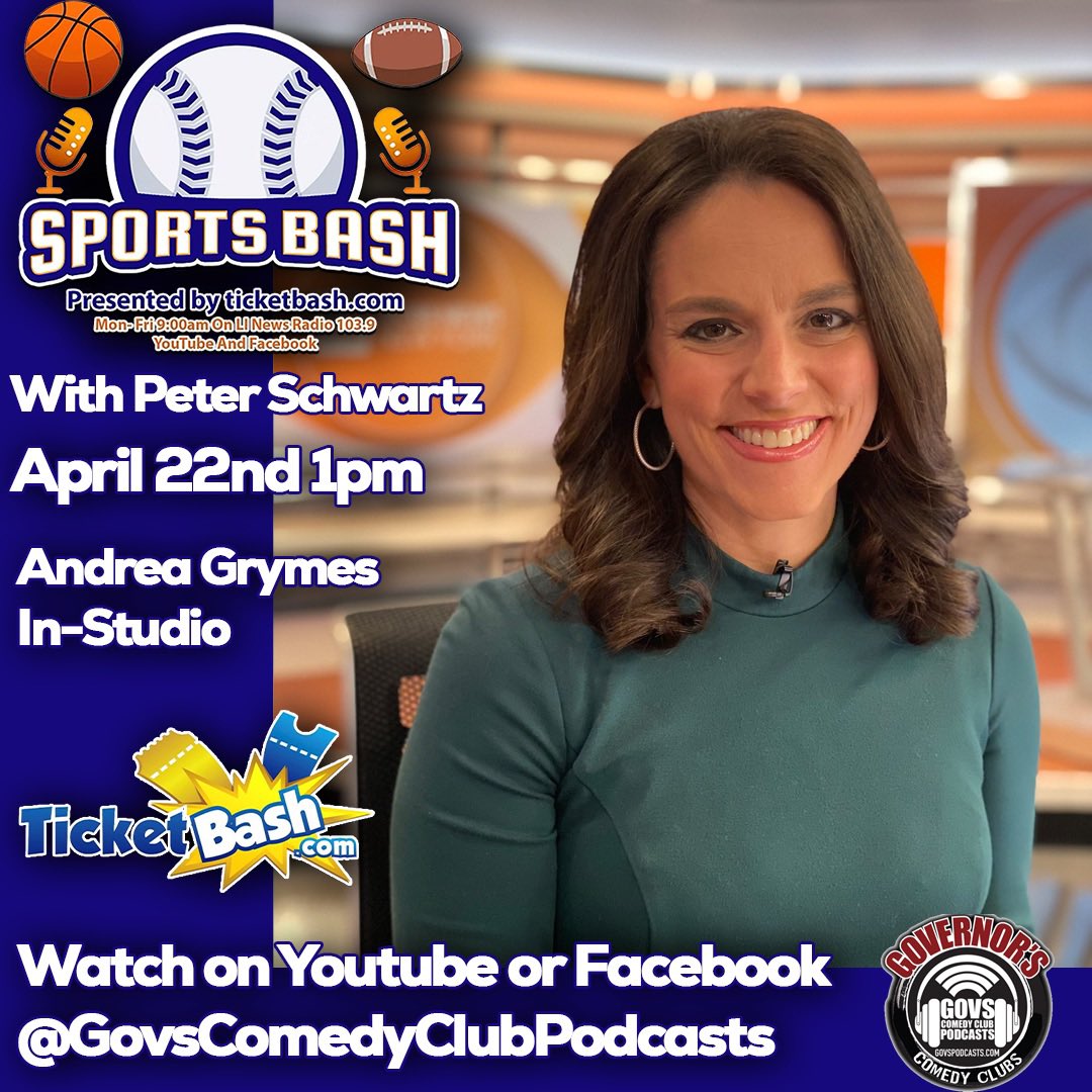 Coming up today on <a href="/SportsBashMedia/">SportsBash</a>, it's the latest edition of "FOP" (Friend of Peter) as I'm joined in-studio for the whole hour by <a href="/AndreaGrymesTV/">Andrea Grymes</a>! Watch the show at 1pm on <a href="/GovsRadio/">Govs Comedy Club podcasts</a> YouTube and Facebook and call us at 516-465-3990! #SportsBash