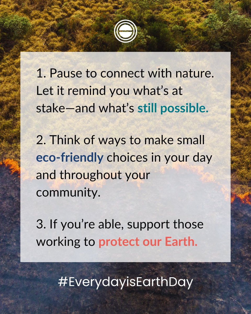 OneEarth's tweet image. This Earth Day, let’s choose the world we want to live in. 🌎  

Pause. Reflect. Act.  

✊ Join us in protecting the future of our planet—link in bio! oneearth.org/monthly  

#EverydayisEarthDay #EarthDay #OneEarth #ForNature #Give25for25