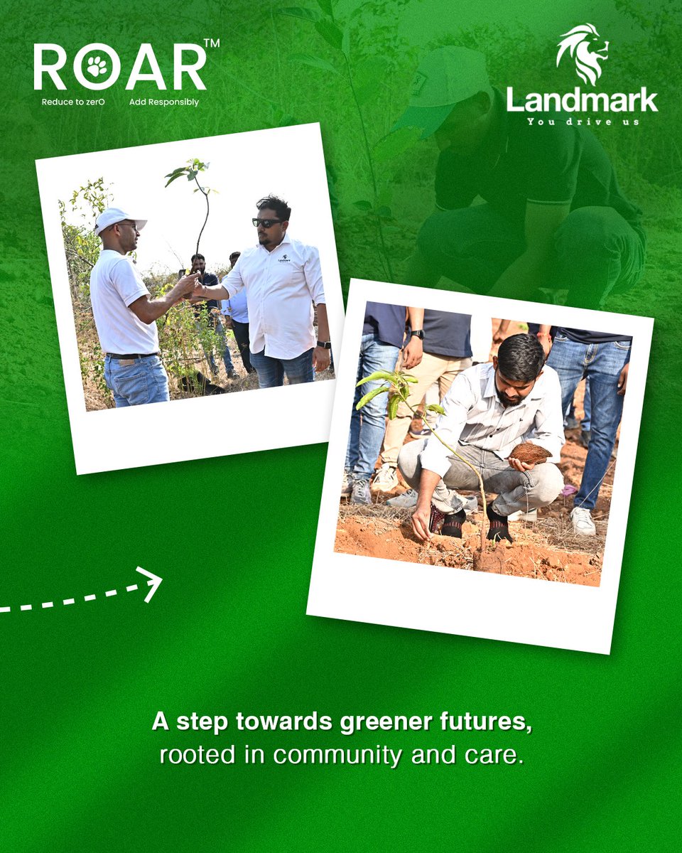 This #EarthDay, Group #Landmark #ROARs with an agroforestry drive in Karjat 🌱🌳 

In partnership with Grow Billion Trees &amp; local farmers, we're planting 20,000 fruit &amp; timber saplings—building ecosystems &amp; livelihoods together. 

#YouDriveUs #GreenerFuture #GoGreen