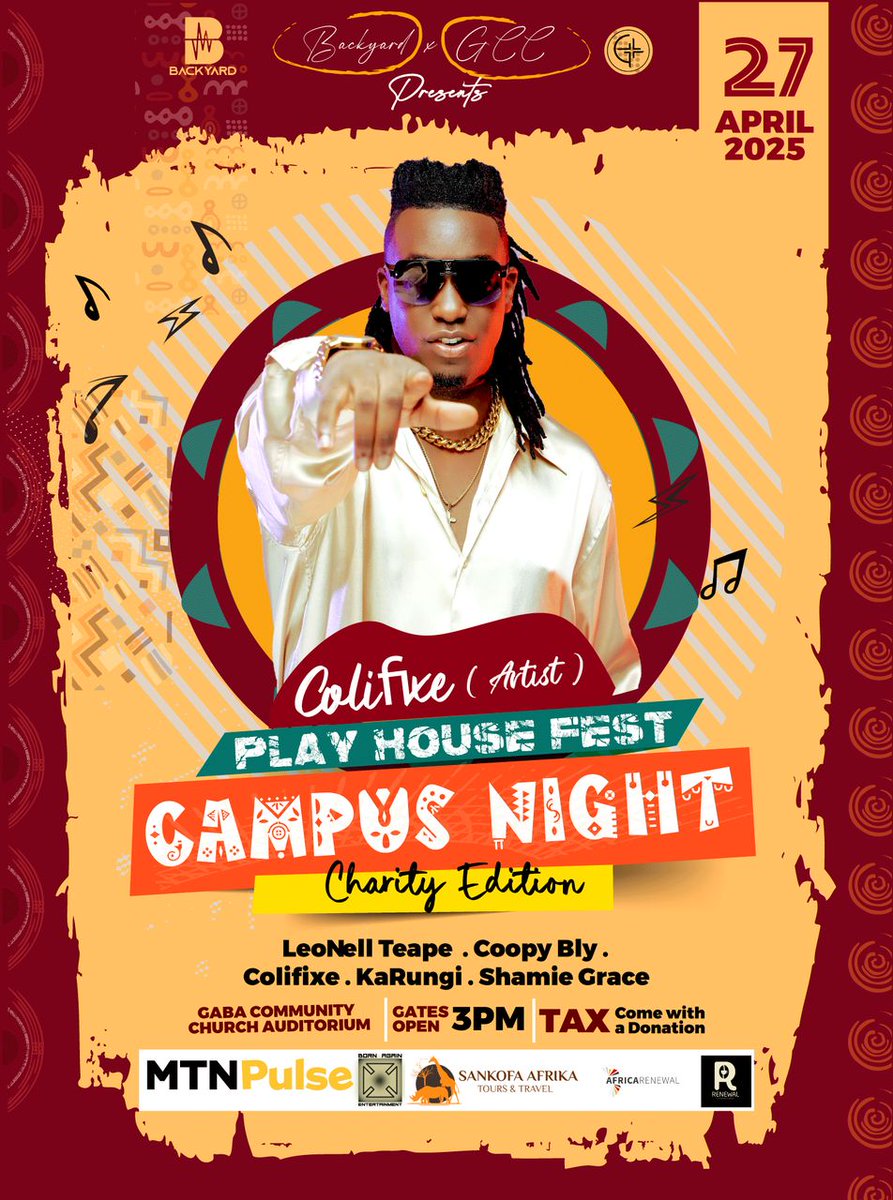 Sendrew ๐บ๐ฌ (@sendrewy) on Twitter photo One of the most versatile international artists in the Gospel Industry, <a href="/Colifixe/">Colifixe ๐บ๐ฌ</a> will be lighting up the #PlayHouseFest stage come 27th April. Come connect with king Jesus at Gaba community church, bring a friend One of the most versatile international artists in the Gospel Industry, <a href="/Colifixe/">Colifixe ๐บ๐ฌ</a> will be lighting up the #PlayHouseFest stage come 27th April. Come connect with king Jesus at Gaba community church, bring a friend