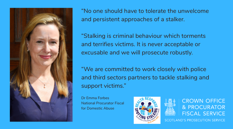 COPFS (@copfs) on Twitter photo In National Stalking Awareness Week we strive to increase recognition of stalking behaviour. Stalking was made a specific offence in Scotland in 2010. At COPFS we take all reports seriously <a href="/ActionStalking/">Action Against Stalking</a> <a href="/live_life_safe/">Suzy Lamplugh Trust</a> <a href="/Police/">👮🏿♂️</a> Scotland #RecogniseRespondRefer #NSAW2025 In National Stalking Awareness Week we strive to increase recognition of stalking behaviour. Stalking was made a specific offence in Scotland in 2010. At COPFS we take all reports seriously <a href="/ActionStalking/">Action Against Stalking</a> <a href="/live_life_safe/">Suzy Lamplugh Trust</a> <a href="/Police/">👮🏿♂️</a> Scotland #RecogniseRespondRefer #NSAW2025