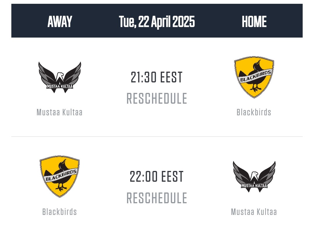 Eilen 1/6 🥶 

Tänään mahdollisuus paikata tilanne ja ryöstää pisteet viime kauden finalistilta 👀

"Musta derby" tänään puol kybältä:
twitch.tv/BlackbirdsUnit…