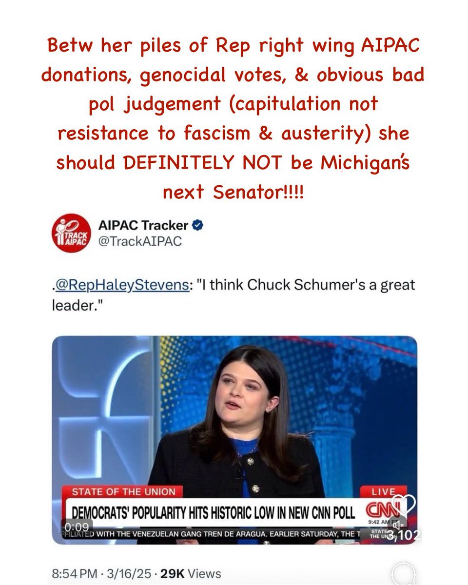 <a href="/HaleyforMI/">Haley Stevens</a> Ugh! #michigan deserves better for #senate! #rejectaipac