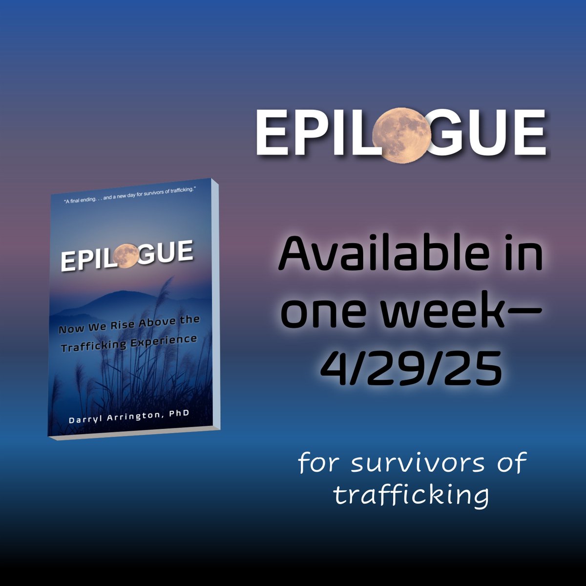 CastileSHouse's tweet photo. Designed for survivors of trafficking.

EPILOGUE: Now We Rise Above the Trafficking Experience, a book for survivors, presents a thoughtful approach to recovery and healing from trafficking. It is trauma-informed, purposeful, and redemptive.
#trafficking #survivor #selfgrowth https://t.co/UZiwSJBNFI