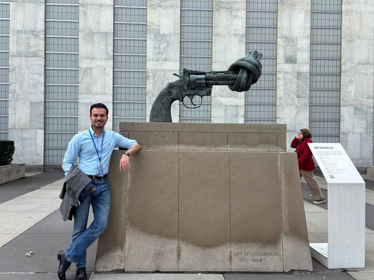 At the <a href="/UN/">United Nations</a> Headquarters — standing by a global symbol of peace and non-violence. A powerful reminder of why we show up, speak up, and work across borders. #ECOSOCYouth #AGENDA2030 #PowerInYouth