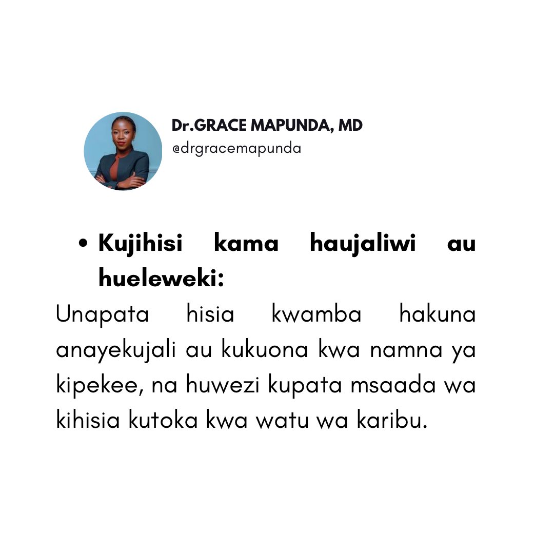 DrGraceMapunda's tweet photo. Swipe for more >>>> AFYA YA AKILI

Kumekuwa na maswali mengi juu ya magonjwa ya akili. 

Ni muhimu kufahamu  kuhusu AFYA YA AKILI na UGONJWA WA AKILI.

Karibu tuendelee kujifunza zaidi ili kuvunja unyanyapaa wa AFYA YA AKILI.

#afyayaakiliniafya
#sononakazini📚 https://t.co/itTfTscRuI