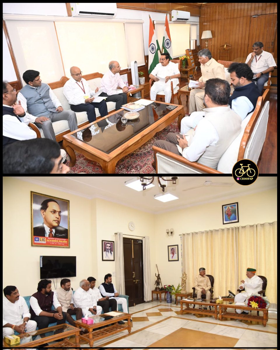 ceoofap's tweet photo. కేంద్ర జలశక్తి శాఖామంత్రి సీ.ఆర్.పాటిల్ మరియు 
కేంద్ర న్యాయ శాఖామంత్రి అర్జున్ రామ్ మేఘవాల్ గారితో సీఎం చంద్రబాబు నాయుడు గారు భేటీ అయ్యారు. ఈ భేటీకి కేంద్రమంత్రి రామ్మోహన్ నాయుడు గారు, ఎంపీలు హాజరయ్యారు.
#CBNInDelhi 
#ChandrababuNaidu https://t.co/Hflr3XICsw