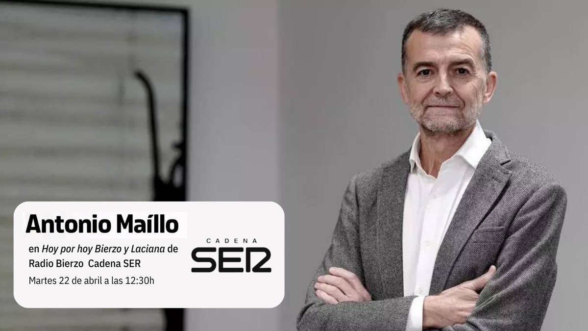 Antonio Maíllo 🇪🇭🔻 (@mailloantonio) on Twitter photo 📻A partir de las a las 12:30h estaré en las ondas del programa Hoy por hoy Bierzo y Laciana de <a href="/radiobierzo/">Radio Bierzo</a> de <a href="/La_SER/">Cadena SER</a>
Puedes escucharlo en directo aquí: iunida.org/xqv5b 📻A partir de las a las 12:30h estaré en las ondas del programa Hoy por hoy Bierzo y Laciana de <a href="/radiobierzo/">Radio Bierzo</a> de <a href="/La_SER/">Cadena SER</a>
Puedes escucharlo en directo aquí: iunida.org/xqv5b