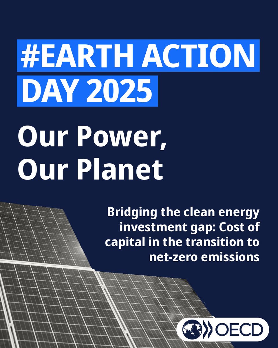 OECD_ENV's tweet image. ⚡How can we unlock the trillions needed for a #NetZero future?
On #EarthActionDay2025, (re)discover this @OECD Environment Working paper on bridging the #CleanEnergy investment gap.
➡️ oecd.org/en/publication…
#OurPowerOurPlanet