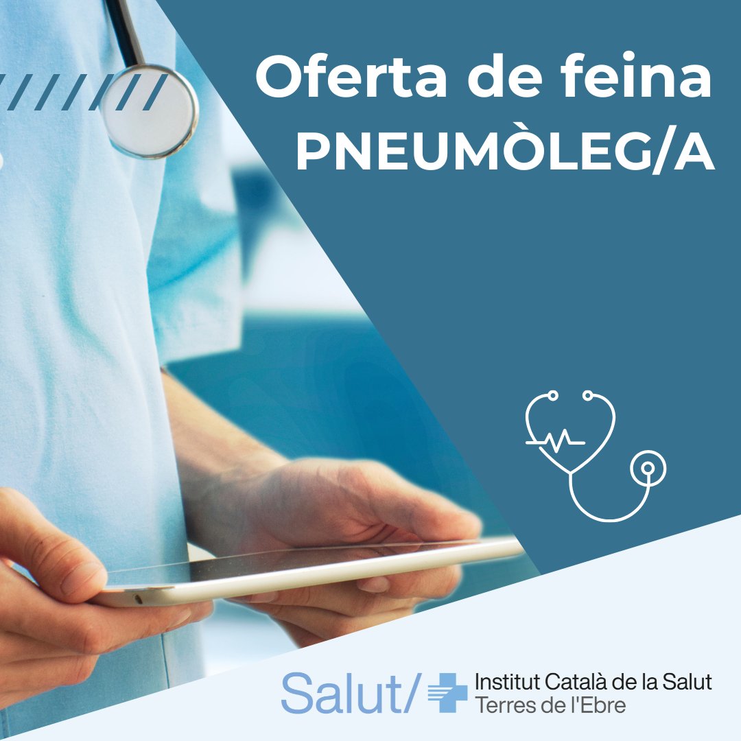 HTVCEbre's tweet photo. 🔊👩⚕️👨⚕️ Oferta de feina❗ T'agradaria treballar a l'#ICSEbre?
▶️L'Hospital de Tortosa Verge de la Cinta necessita cobrir una vacant de pneumòleg/a.
ℹ️ https://t.co/vFeGUIDeuB
📩 Contacta a desenvolupamentdepersones.ebre.ics@gencat.cat. T'hi esperem! #HTVC
@salutcat @icscat https://t.co/4b1uSVAFcQ
