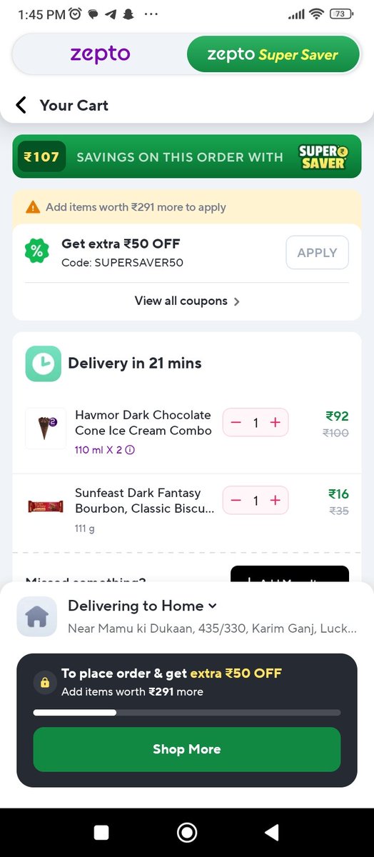 x_coderx's tweet photo. @ZeptoNow I wanted to place an order for ice cream, but the "Pay to Order" option was not visible. It was quite disappointing. I strongly recommend that you expand your QA and testing coverage to include such scenarios. Issues like these can lead to significant revenue loss. https://t.co/14CCWii6bq