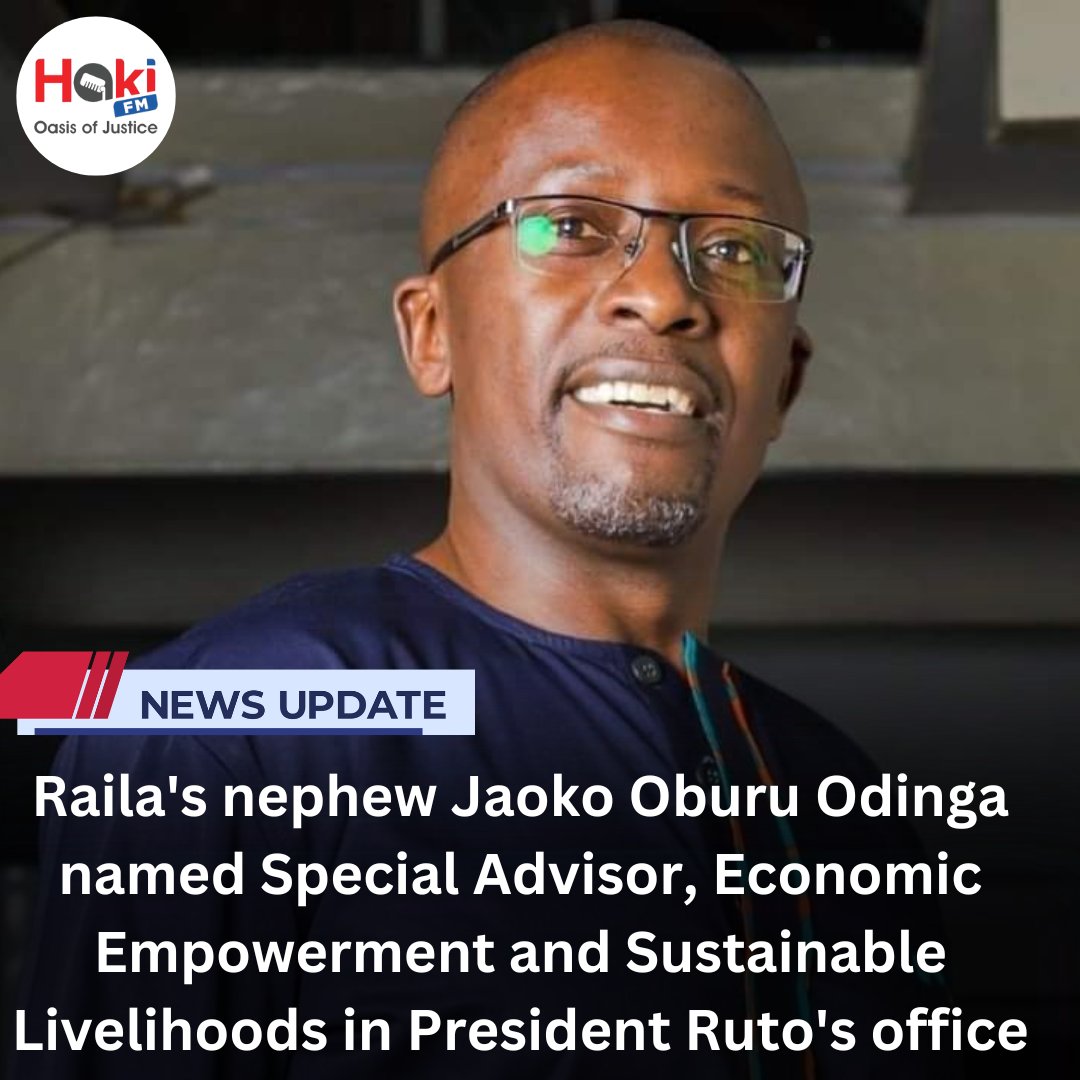 President Ruto has appointed Raila's nephew Jaoko Oburu Odinga as his Special Advisor on Economic Empowerment and Sustainable Livelihoods #MosesKuria #Thikaroad