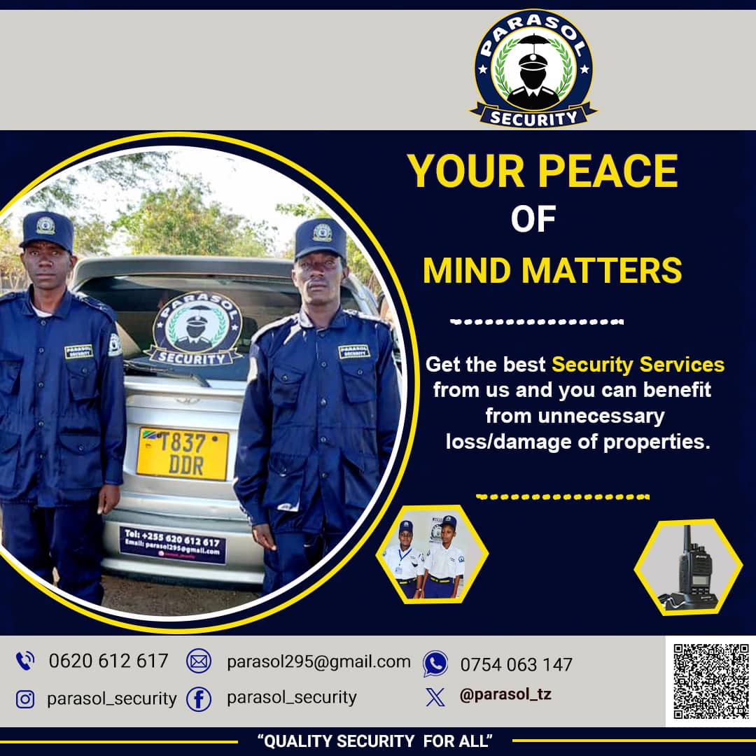josephpeterM's tweet photo. Tunaendelea kuwakaribisha watanzania wote katika huduma Bora ya ulinzi kutoka kwetu parasol security 
Your peace and mind matter. https://t.co/XbiImDL0Hb