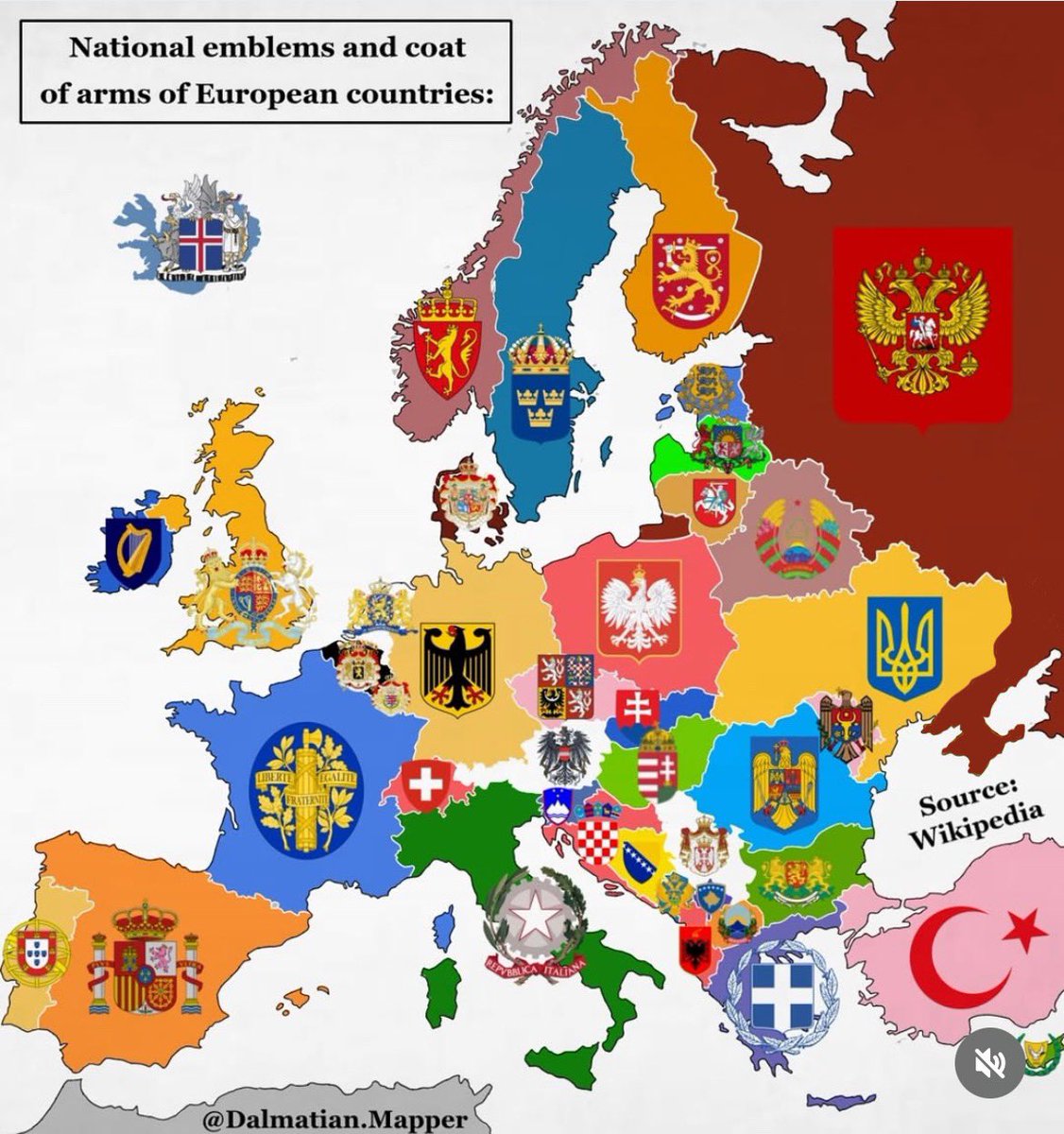 gazzati's tweet image. National emblems and coat of arms of European countries 

#emblems #europe #map
