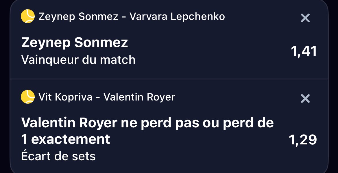PronosTenniss's tweet image. 22/04/25 🗓️ #Madrid

Montante 🚀

 Sonmez x Royer gagne 1 set 1.82 🎾

20-&amp;gt; 36,40€ obj -&amp;gt; 200€

En collab et en accord avec @Ac_Pronoss ✌🏻

💙 si tu suis ! 

#TeamParieur
